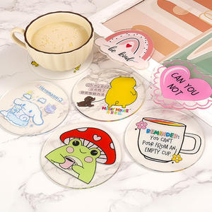 Dessous de verre rond en acrylique personnalisé mignon imprimé UV usine de conception de fée de dessin animé pour tasse de <span class=keywords><strong>cocktail</strong></span> sur le bureau - Product Image 2