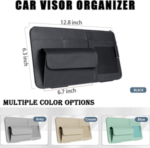 मल्टी-पॉकेट नपा चमड़े के सनग्लास धारक, विजर कार्ड क्लिप के साथ - Product Image 2