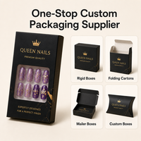 Boîte d'emballage pour faux ongles, carton rigide découpé avec fenêtre, laminé, qualité supérieure, pour présentation en magasin, directement de l'usine