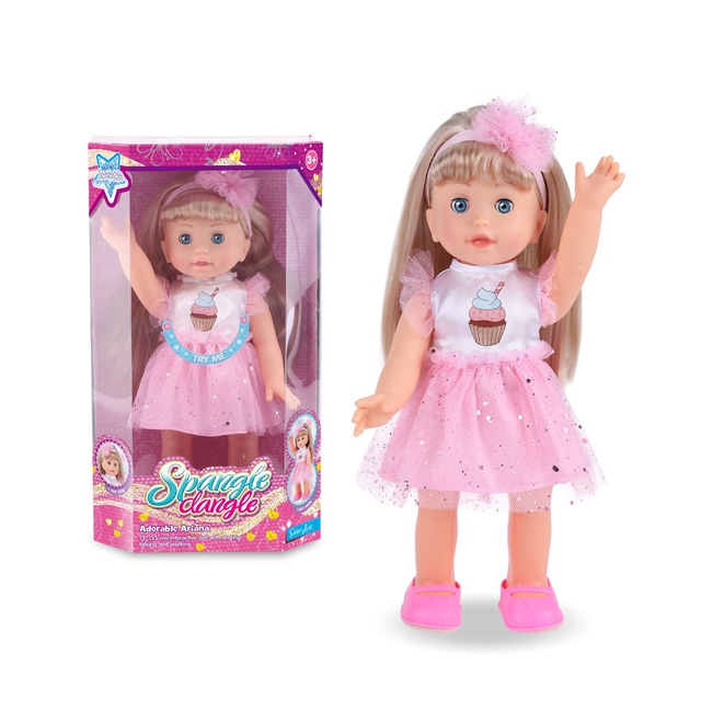 Ntoys Lifelike 13 Inch Vinyl Battery Operated Cute Doll Can Sing Talk Walk Phonic Control Spanish Version Girls Gift 3 AAA