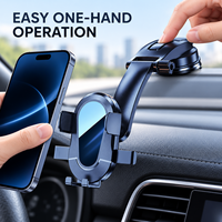 Support de téléphone de voiture à ventouse mécanique, fixation automatique à une touche pour tableau de bord