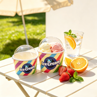 Gobelets et bols en papier kraft jetables de 8 oz pour la crème glacée, le yogourt glacé et les desserts - Écologiques, couleur et logo personnalisés