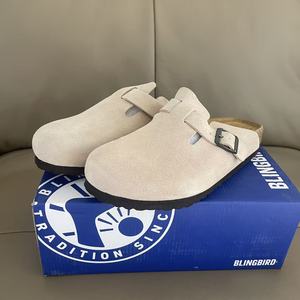 BLINGBIRD Zapatillas Planas <span class=keywords><strong>de</strong></span> Punta Cerrada <span class=keywords><strong>para</strong></span> Mujer, Cómodas, <span class=keywords><strong>de</strong></span> Ante y Cuero, Estilo Casual, Tipo Mules, <span class=keywords><strong>para</strong></span> Exteriores - Product Image 1