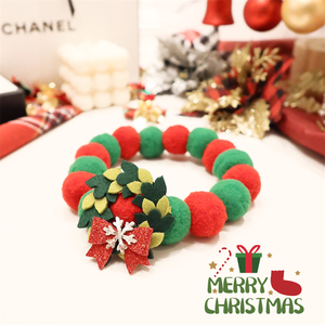 Großhandel Haustier Farbe Weihnachts zubehör Umwelt freundliche elastische verstellbare Katze Hund Ball Halsband niedlich klein - Product Image 6