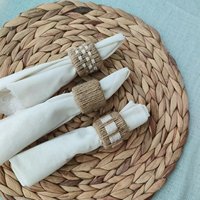 Anneau de serviette en jute marron fait à la main Design de corde pour les mariages et les événements