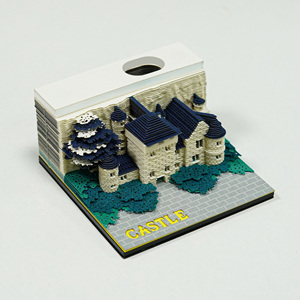 Tùy Chỉnh Chú Ý 3D Nghệ Thuật Memo Pad Cube Sticker Tear Off Castle 3D Notepad Với Chủ Bút - Product Image 3