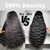 Perruques de luxe sur mesure à densité 300%, ondulées, sans colle, en dentelle transparente, cheveux humains vierges, super double drawn