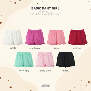 Shorts basiques pour filles, couleur unie, taille élastique, bordure à volants, style décontracté, 100% coton, style minimaliste - Product Image 5