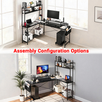 Mesa de Computadora Gaming en Forma de L Escritorio de Estudio para Jugador de PC con Estantería para Oficina en Casa