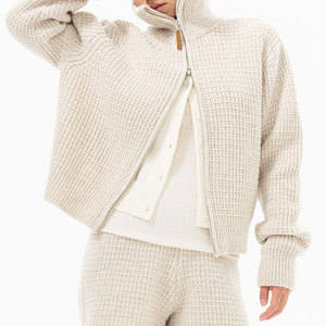 <span class=keywords><strong>Cardigan</strong></span> in Lana 100% Lavorato a Maglia <span class=keywords><strong>con</strong></span> Motivo Waffle, Multicolore, <span class=keywords><strong>con</strong></span> <span class=keywords><strong>Cerniera</strong></span>, per <span class=keywords><strong>Donna</strong></span>, Novità 2026 - Product Image 3