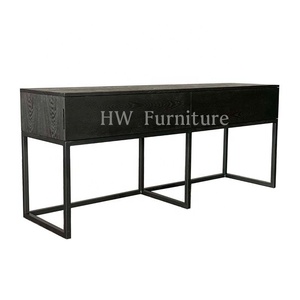 Heywood Modern <strong>Black</strong> Wood <strong>Side</strong> <strong>Cabinet</strong> for Living Room Villa &amp; Hotel Use-Durable Storage Furniture - Product Image 2