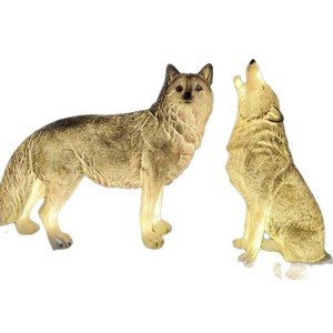Escultura de Animal de Resina Impermeable, Estatua Realista para Jardín, Escultura con Forma de Lobo con LED Solar para Decoración de Jardín, Césped y Paisaje - Product Image 4