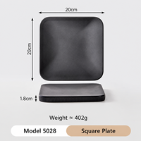 Nouvelle assiette carrée en mélamine noire écologique de 20 cm, incassable, de qualité alimentaire, en résine, pour restaurant, hôtel, cafétéria