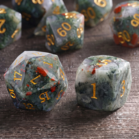 Lot de 7 dés en pierres précieuses naturelles pour D&D, ensemble de dés multifacettes en pierre de sang africaine (D6, D20, D12) pour jeux de rôle (RPG)
