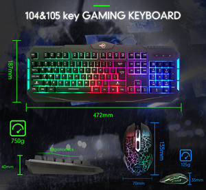 Meilleure vente 104 touches PC Led rétro-éclairage rvb LED arc-en-ciel <span class=keywords><strong>Gamer</strong></span> 1 ensemble casque casque Combo filaire <span class=keywords><strong>souris</strong></span> de jeu et clavier - Product Image 2