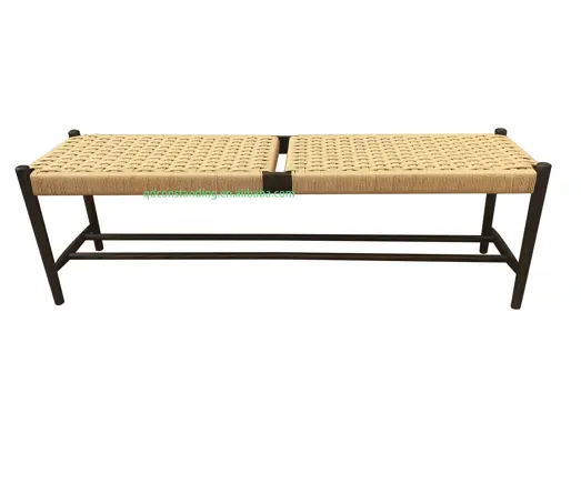 Bedroom Dining Shoe Cord Weaving Wooden Patio Paper Rope Bench Seating