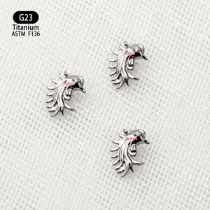 Boucles d'oreilles Phoenix en titane G23 F136 7,4 mm x 9,2 mm avec incrustation de zircon pour piercing de l'os de l'oreille - Product Image 4