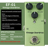 Mini Electric Bypass Vintage Overdrive Pedal for Guitar Amplifier True Matte