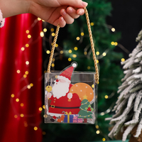 Boîte cadeau de Noël avec poignée, Père Noël, emballage de bonbons et de collations, sac fourre-tout, boîtes à bonbons en PVC, boîte d'emballage transparente pour collations