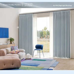 Rideaux occultants en chenille <span class=keywords><strong>double</strong></span> face de couleur unie pour chambre à coucher, ensemble complet haut de gamme avec tringle, sur mesure, modernes pour <span class=keywords><strong>baie</strong></span> vitrée - Product Image 3