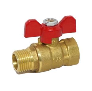 Qdx12 <span class=keywords><strong>Gas</strong></span> Kogelkraan Messing Mini Kogelklep Met Rode Korte Vlinder Handvat Vrouwelijke En Mannelijke Draad 3/4 Inch Voor Gasklep - Product Image 1