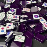 160 Pièces de Mahjong Américain en Acrylique Sculpté en Forme de Lapin Violet Luxueux, Idéal pour les Cadeaux de Jeux de Société Familiaux