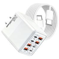EU US UK Stecker Neues 240W USB-C GaN Telefon-Schnellladegerät 8 Anschlüsse USB Typ-C PD Schnellladung QC 3.0 Wandladegerät Netzteil