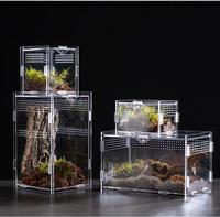 Cage d'élevage de reptiles en acrylique hautement transparente, boîte de présentation pour araignée, lézard, gecko, petit réservoir écologique pour mangeoires à reptiles