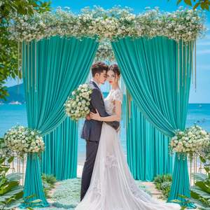 Commercio all'ingrosso Fancy Wedding <span class=keywords><strong>turchese</strong></span> fondale poliestere decorazione della fase Organza tenda per la decorazione del partito - Product Image 3