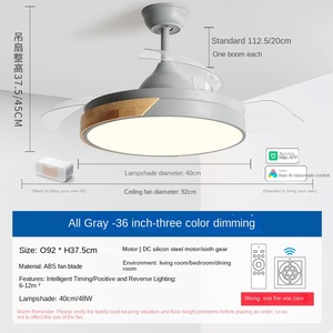 มาการองพัดลมติดเพดานที่มองไม่เห็นทันสมัยแบบบูรณาการที่เรียบง่ายโคมไฟร้านอาหารห้องนั่งเล่น - Product Image 6