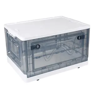 Caja organizadora de plástico personalizada, contenedores de almacenamiento plegables para apilar ropa, caja de almacenamiento plegable para acampar con ruedas para organizador