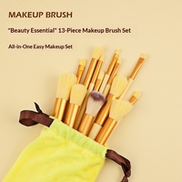 Kit complet professionnel de 13 pinceaux de maquillage en fibres synthétiques à manches en plastique pour le visage, vente en gros transfrontalière