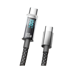 Cable de datos tipo <span class=keywords><strong>C</strong></span> de doble cabezal, funda de nailon, pantalla Digital inteligente de carga, carga rápida de 100W, adecuado para iPhone o Android - Product Image 1