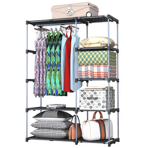 Organisateur de rangement de placard multifonctionnel multicouche moderne en plastique et métal, porte-chaussures, porte-vêtements suspendu pour chambre à coucher - Product Image 1