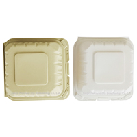 Boîte à lunch jetable biodégradable compostable écologique MFPP fabriquée en Chine, sans BPA, avec couvercle, 1/2/3 compartiments, utilisable au micro-ondes