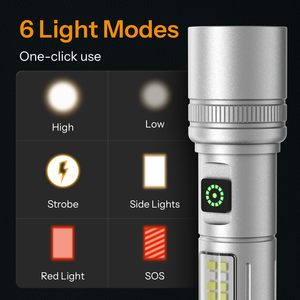 Power Bank Zoomable Waterproof Aluminum Diving Flashlight <b>Rechargeable</b> <b>Usb</b> Tactical Torch <b>Light</b> Long Range Outdoor Flashlight - Product Image 2
