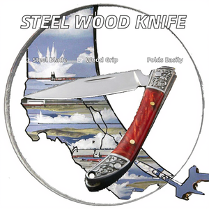 มีดพับสแตนเลสเกรดอุตสาหกรรม ด้ามไม้ สำหรับใช้งานทั่วไปในครัว ล่าสัตว์ เอาตัวรอด  OEM ปรับแต่งได้ - Product Image 2