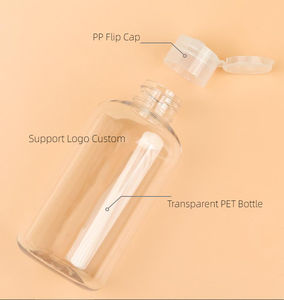 Flip Top Cap <span class=keywords><strong>Rose</strong></span> Water Toner Champú Acondicionador Botellas Transparentes 500ml 16 oz Loción Gel de ducha Botella de lavado corporal Transparente - Product Image 4
