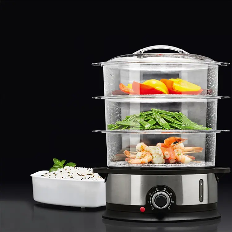 Professional Manufacturer Steam Cooker, Digital Stainless Steel 9L 3 Layer Electric Home Vegetable Large Electric Food Steamer/