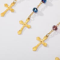 Perles de cristal colorées Marie pendentif chapelet collier bijoux catholiques croix jésus collier