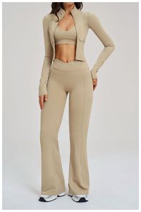 Conjunto Deportivo de 6 Piezas para Mujer, Color Sólido, para Gimnasio y Yoga, con Sujetador Sexy, Chaqueta con Cremallera de Manga Larga, Transpirable, de Spandex/Nailon - Product Image 2