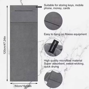 Serviette de sport en microfibre avec poche zippée, absorbante et à séchage instantané pour la salle de sport et l'entraînement - Product Image 4