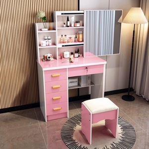 Cómoda moderna <span class=keywords><strong>de</strong></span> lujo para dormitorio <span class=keywords><strong>con</strong></span> <span class=keywords><strong>espejo</strong></span> e iluminación, cajones <span class=keywords><strong>de</strong></span> madera blancos para maquillaje, mueble <span class=keywords><strong>de</strong></span> almacenamiento para apartamento pequeño/hogar. - Product Image 2