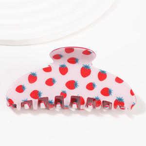 กิ๊บติดผมผลไม้ฤดูใบไม้ผลิ เลมอนและสตรอว์เบอร์รี กิ๊บพีวีซีสำหรับผู้หญิง เครื่องประดับผมลายผลไม้น่ารัก - Product Image 4