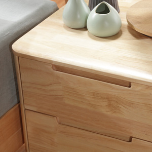 Solid Wood Nightstand With <b>Drawers</b> <b>Walnut</b> Color Bedroom Storage Cabinet For Bedside Use - Product Image 3