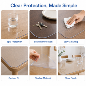 Rouleau de film souple transparent en PVC, feuille de plastique transparente flexible pour la protection des tables et des meubles - Product Image 2