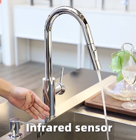 Nouveau robinet intelligent automatique à capteur infrarouge avec eau chaude et froide, sans contact, pour cuisine et salle de bain, finition nickel brossé, avec douchette extractible