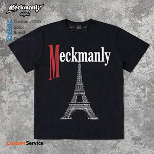 เสื้อยืดโอเวอร์ไซส์สีดำพิมพ์ลายถ้วยรางวัลสำหรับผู้ชาย แบรนด์ Meckmanly แขนสั้น คอกลม ผ้าฝ้ายถัก 100% ระบายอากาศได้ดี เป็นมิตรกับสิ่งแวดล้อม น้ำหนัก 300 กรัม - Product Image 2