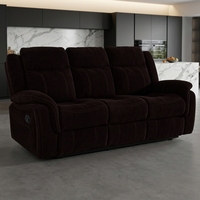 Set Sofa Recliner Manual Berbahan Kain 3+2+1, Sofa Recliner Fungsional dengan Meja Lipat, Set Furnitur Ruang Tamu Modern