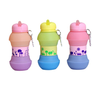 Gourde en silicone réutilisable portable pour filles Logo personnalisé sans Bpa bouteille d'eau en silicone pour étudiants et enfants pour l'école